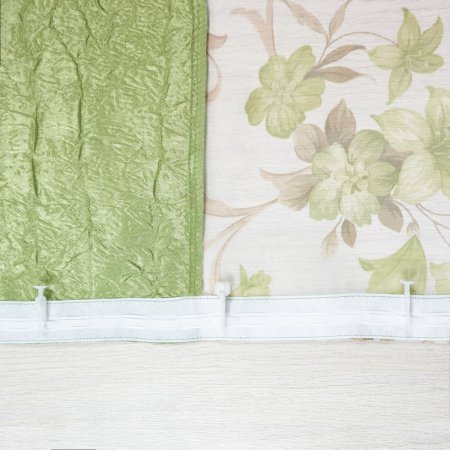 Комплект штор для кухни вуаль/тергалет Витерра Жатка-комби 270хзеленый