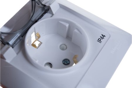 Розетка силовая одноместная встраиваемая Schneider Electric Glossa с заземлением, цвет белый, арт. GSL000148