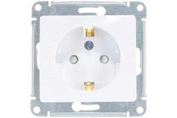 Розетка силовая одноместная встраиваемая Schneider Electric Glossa с заземлением, цвет белый, арт. GSL000145