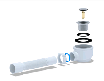 Сифон АНИ пласт для душевого поддона 1 1/2" 50 мм 375 мм без перелива