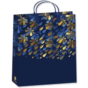 Пакет подарочный  183BAL 40х32х10см синий/золотой