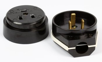 Разъем для электроплит накладной Россия 32А 250В 2P+PE черный IP20