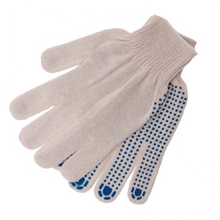 Перчатки х/б ПВХ покрытие 10 класс 8 нитей белый