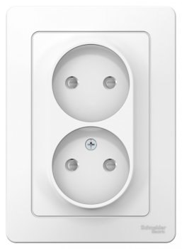 Розетка силовая двойная встраиваемая Schneider Electric Blanca без заземления, цвет белый, арт. BLNRS000121