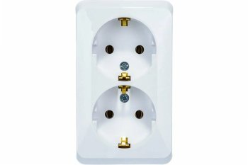 Розетка силовая двойная накладная Schneider Electric Этюд с заземлением, цвет белый, арт. PA16-007B
