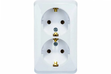 Розетка силовая двойная накладная Schneider Electric Этюд с заземлением, цвет белый, арт. PA16-007B