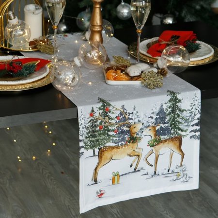 Дорожка на стол Праздник в лесу 147х40 см хлопок