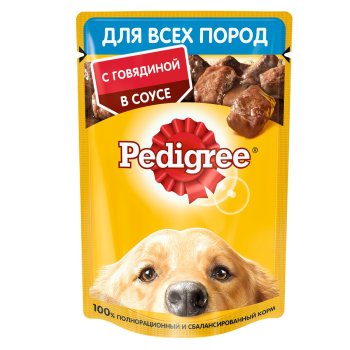 Корм консервированный для собак Pedigree говядина в соусе 85г