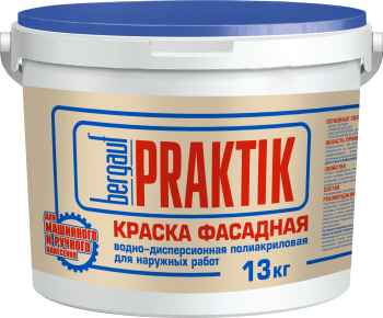 Краска водно-дисперсионная BERGAUF Praktik фасадная белая 13 кг