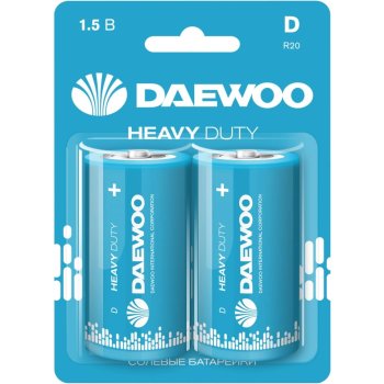 Батарейка солевая DAEWOO Heavy Duty LR20 (D) 2шт/уп.