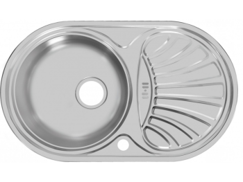 Мойка врезная Фаворит правая нержавеющая сталь 77х14см серый/серебряный