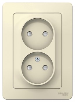 Розетка силовая двойная встраиваемая Schneider Electric Blanca без заземления, цвет молочный, арт. BLNRS000122