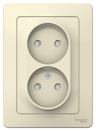 Розетка силовая двойная встраиваемая Schneider Electric Blanca без заземления, цвет молочный, арт. BLNRS000122