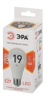 Лампа светодиодная ЭРА E27 19Вт 2700К теплый белый груша (А)