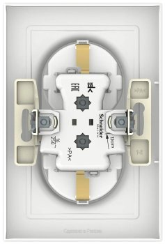 Розетка силовая двойная встраиваемая Schneider Electric AtlasDesign с заземлением, цвет белый, арт. ATN000126