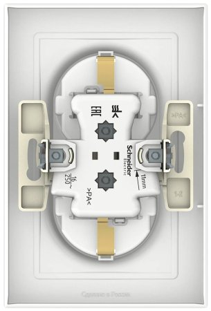 Розетка силовая двойная встраиваемая Schneider Electric AtlasDesign с заземлением, цвет белый, арт. ATN000126