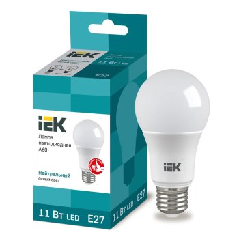 Лампа светодиодная IEK E27 11Вт 4000К нейтральный белый груша (А)