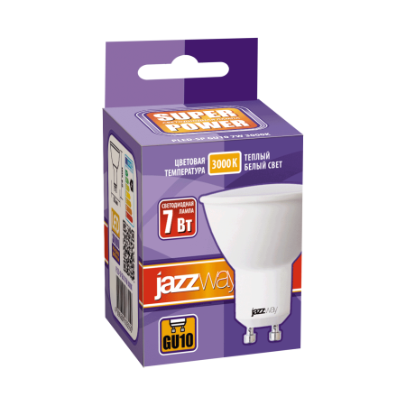 Лампа светодиодная Jazzway GU10 7Вт 3000К теплый белый MR16