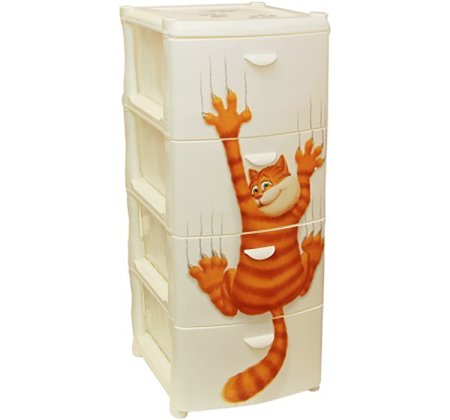 Комод пластик Кот 4 секции бежевый