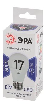 Лампа светодиодная ЭРА E27 17Вт 6000К холодный белый груша (А)