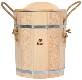 Запарник Банные штучки Цветочный орнамент с пластиковой вставкой липа 14л
