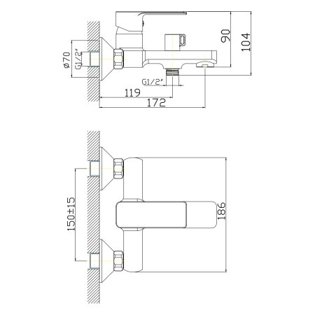 Смеситель для ванны GOTA ROCIO Vigo хром с душевым гарнитуром