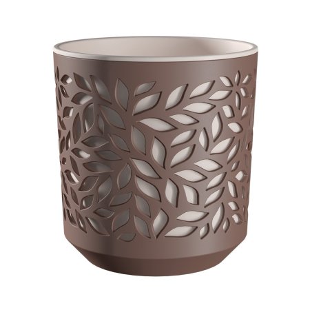Кашпо с вкладышем Leaves 8л Ø22см мокачино/пудра