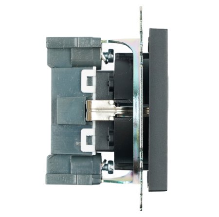 Розетка силовая одноместная встраиваемая STEKKER Катрин с заземлением, цвет черный, арт. GLS16-7110-05