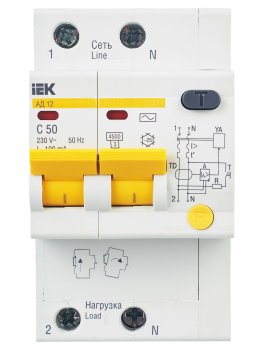 Автомат дифференциальный IEK KARAT 2 4,5кА 50А арт.MAD10-2-050-C-100