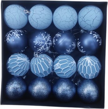 Набор шаров 6 см цвет голубой 16шт