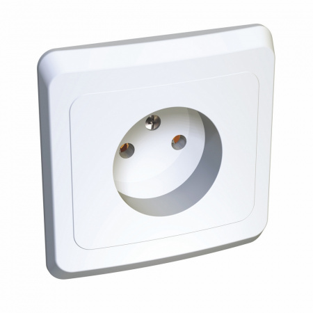 Розетка силовая одноместная встраиваемая Schneider Electric Этюд без заземления, цвет белый, арт. PC16-001B