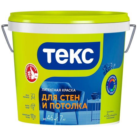 Краска водно-дисперсионная Текс Универсал интерьерная белоснежная 7 кг