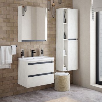 Шкаф-зеркало подвесной Сэнди 80х69х16см белый/графит