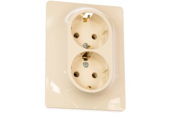 Розетка силовая двойная встраиваемая Schneider Electric Glossa с заземлением, цвет бежeвый, арт. GSL000224