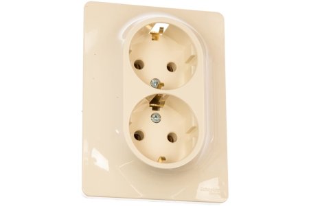 Розетка силовая двойная встраиваемая Schneider Electric Glossa с заземлением, цвет бежeвый, арт. GSL000224