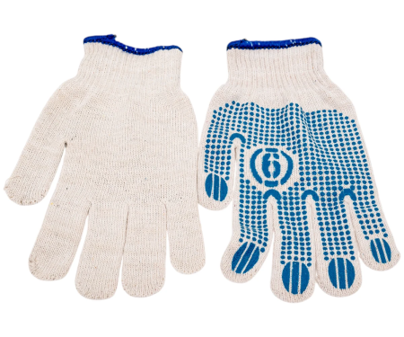 Перчатки х/б ПВХ покрытие 10 класс L белый