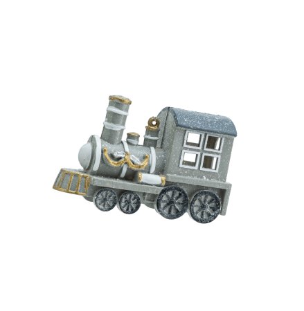 Елочное украшение Паровозик 12х8см цвет серебряный