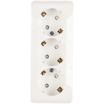 Розетка силовая тройная накладная Schneider Electric Этюд с заземлением, цвет белый, арт. PA16-012B