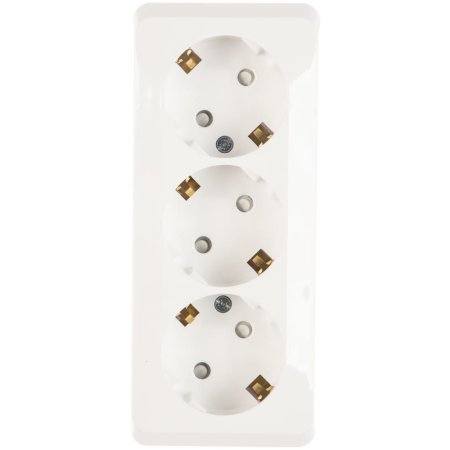 Розетка силовая тройная накладная Schneider Electric Этюд с заземлением, цвет белый, арт. PA16-012B