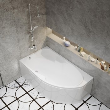Ванна София акриловая 170х95см с каркасом, переливом, панелью левая