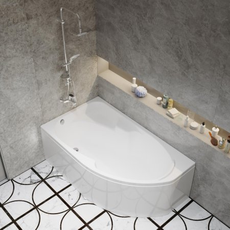 Ванна София акриловая 170х95см с каркасом, переливом, панелью левая