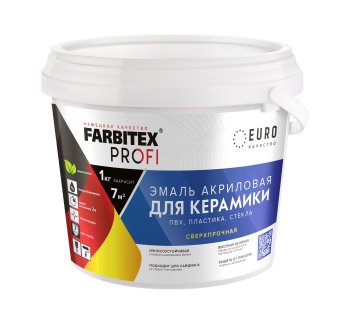 Эмаль ABC-Farben Farbitex Профи акриловая для керамики белая 0,9 кг полуглянцевая