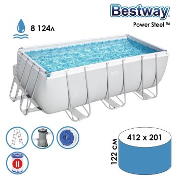 Бассейн каркасный Bestway Power Steel 412х201х122 см 8 124л