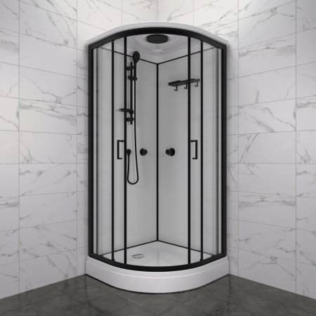 Кабина душевая Тритон Прайм-Блэк низкий поддон 90х90х219,5см универсальная прозрачное стекло