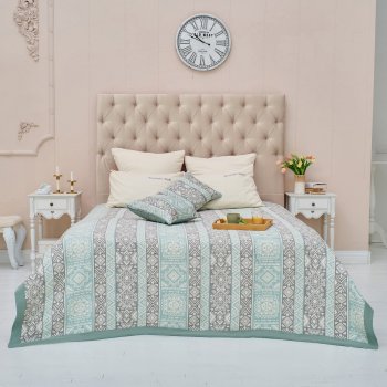 Покрывало Этель Cotton 240х220 см зеленый/серый