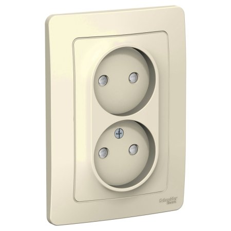 Розетка силовая двойная встраиваемая Schneider Electric Blanca без заземления, цвет молочный, арт. BLNRS000122