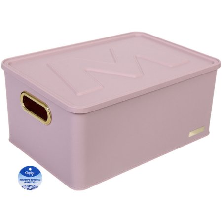 Корзина для хранения с крышкой Монтали 35,8х24,8х16см цвет нежно-розовый