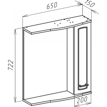 Шкаф-зеркало подвесной Классик 70х65х13см светлая лиственница
