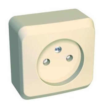 Розетка силовая одноместная накладная Schneider Electric Этюд без заземления, цвет кремовый, арт. PA16-002K