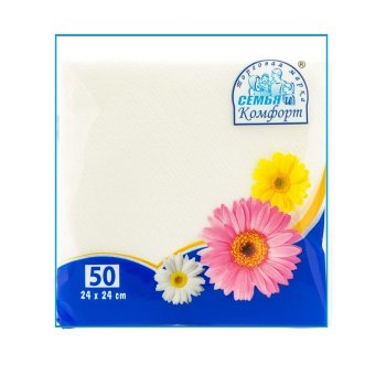 Салфетки бумажные Семья и комфорт 24х24см 50шт